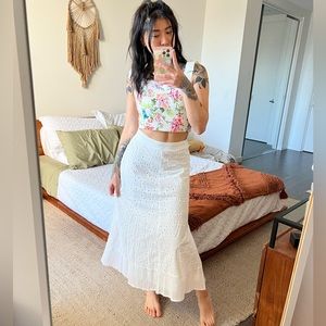 NWT eyelet cotton zippered mid skirt - S